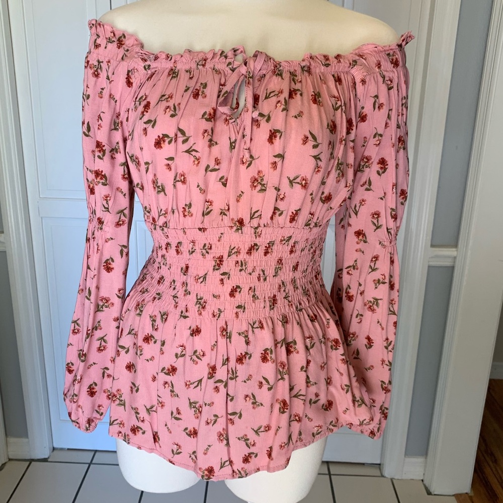 🌟Bojo flowers off-shoulder top- pink